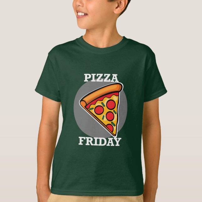 Diseño de Viernes Pizza - Camiseta Básica para Niñ (Anverso)