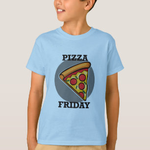 Diseño de Viernes Pizza - Camiseta Básica para Niñ