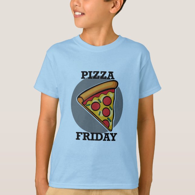 Diseño de Viernes Pizza - Camiseta Básica para Niñ (Anverso)