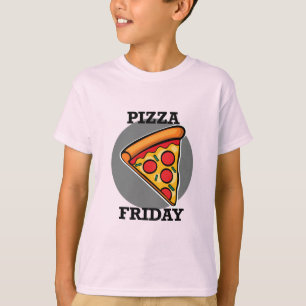 Diseño de Viernes Pizza - Camiseta Básica para Niñ