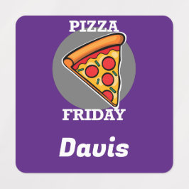 Diseño de Viernes Pizza - Etiqueta de ropa cuadrad