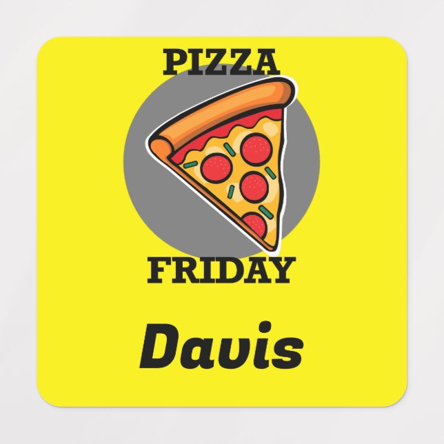 Diseño de Viernes Pizza - Etiqueta de ropa cuadrad (Diseño 1)