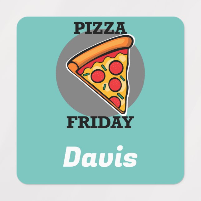 Diseño de Viernes Pizza - Etiqueta de ropa cuadrad (Diseño 1)
