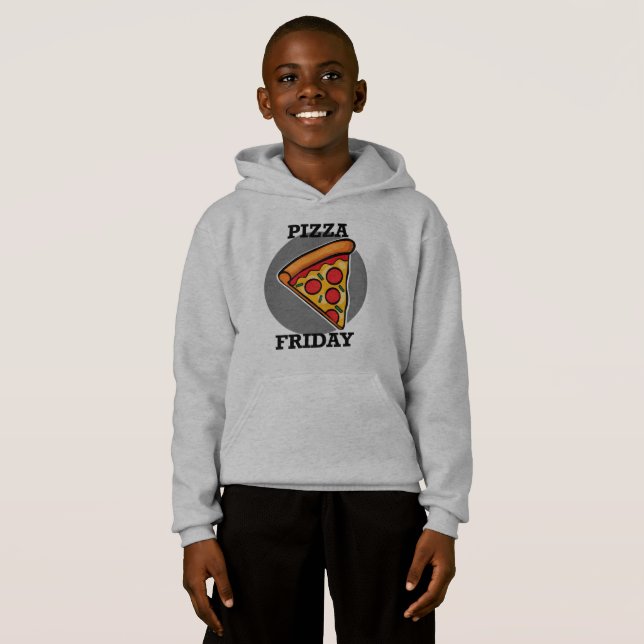 Diseño de Viernes Pizza - Hoodie Pullover para niñ (Anverso completo)