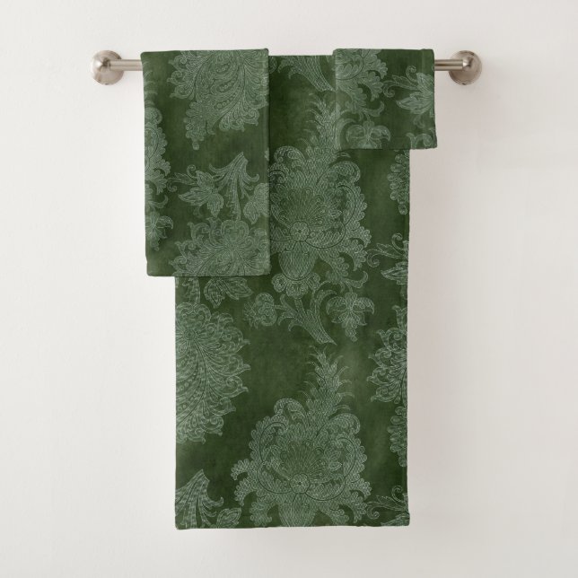 DISEÑO DE VINTAJE EMERALD VERDE BAÑO TOWALL SET (In situ)