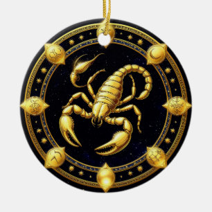 Diseño de Zodiaco Escorpión Dorado con Ornamentos
