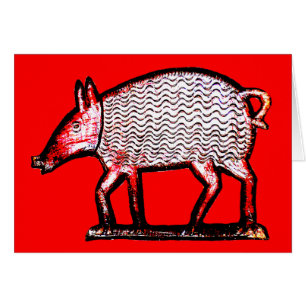 Diseño del arte primitivo/popular del cerdo rojo y