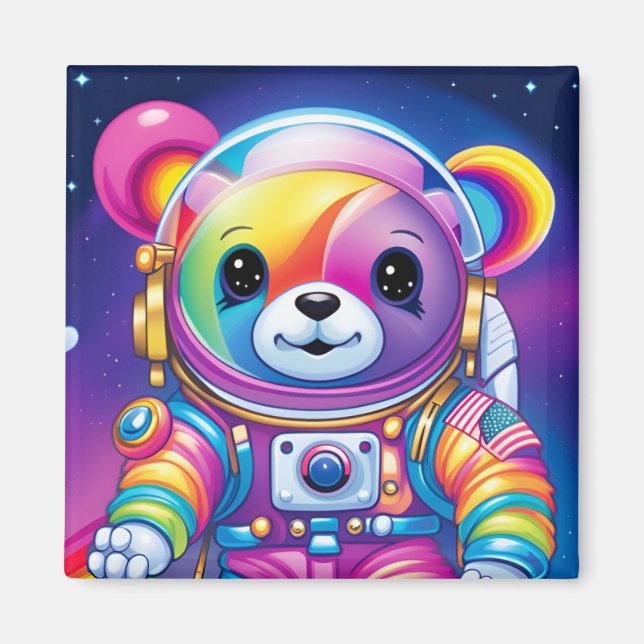 Diseño del astronauta del oso - imán (Frente)