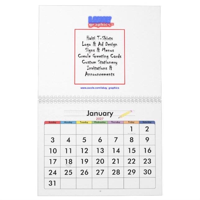 Diseño del calendario (Jan 2027)