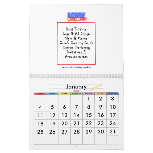 Diseño del calendario (Jan 2026)