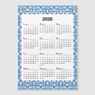 Diseño del calendario 2026 - Azulejo Anual único