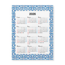 Diseño del calendario 2026 - Azulejo Anual único