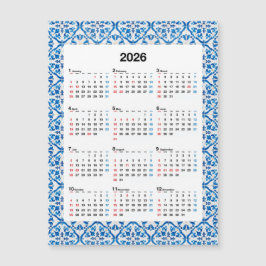 Diseño del calendario 2026 - Azulejo Anual único