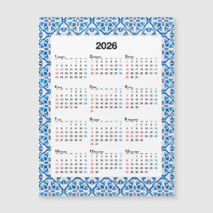 Diseño del calendario 2026 - Azulejo Anual único