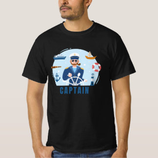 Diseño del Capitán del Barco Atractivo Camisa Negr