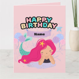 Diseño del cumpleaños de la sirena - Tarjeta de re