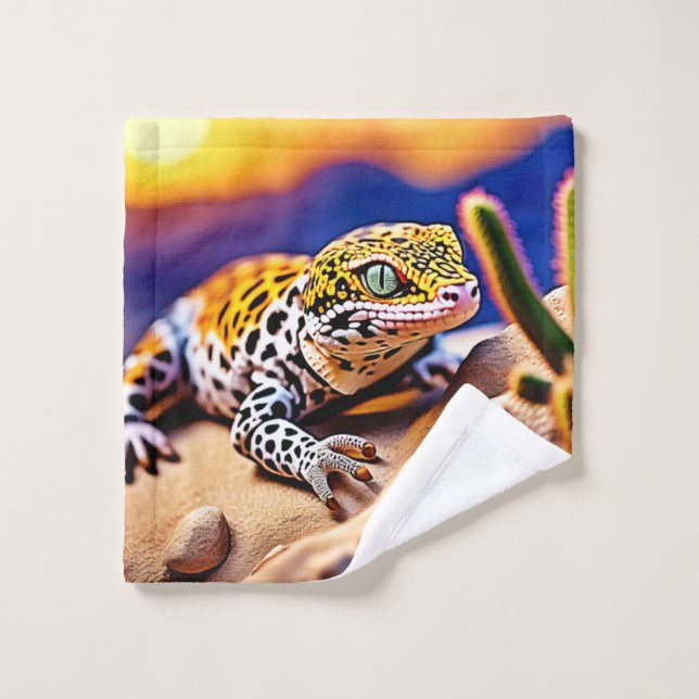 Diseño del desierto Cute Leopard Gecko Sunset (Toallita)