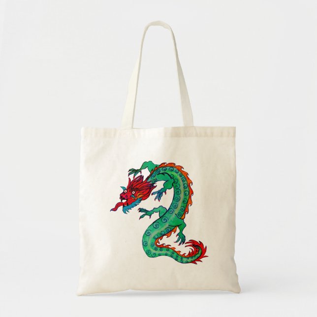 Diseño del dragón en la bolsa de asas del (Frente)