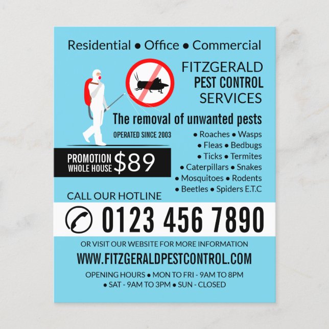 Diseño del exterminador, publicidad de control de  (Frente)