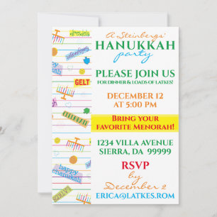 Diseño del Fiesta de invitaciones de Hanukkah