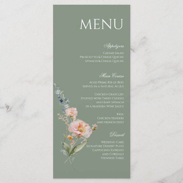 Diseño del menú Spring Garden Pastel Romance (Anverso)