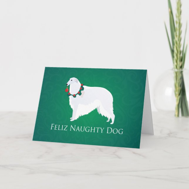 Diseño del navidad de Feliz Naughty Dog del Borzoi (Anverso)