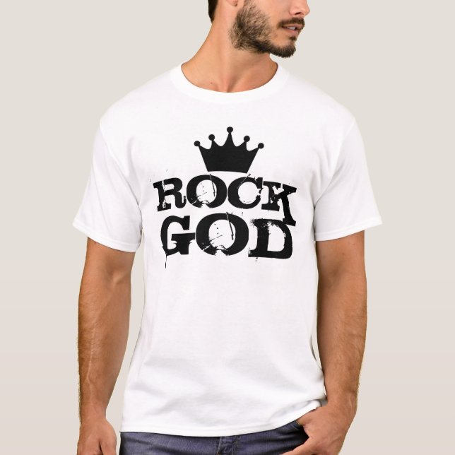 diseño del negro de la camiseta de dios de la roca (Anverso)