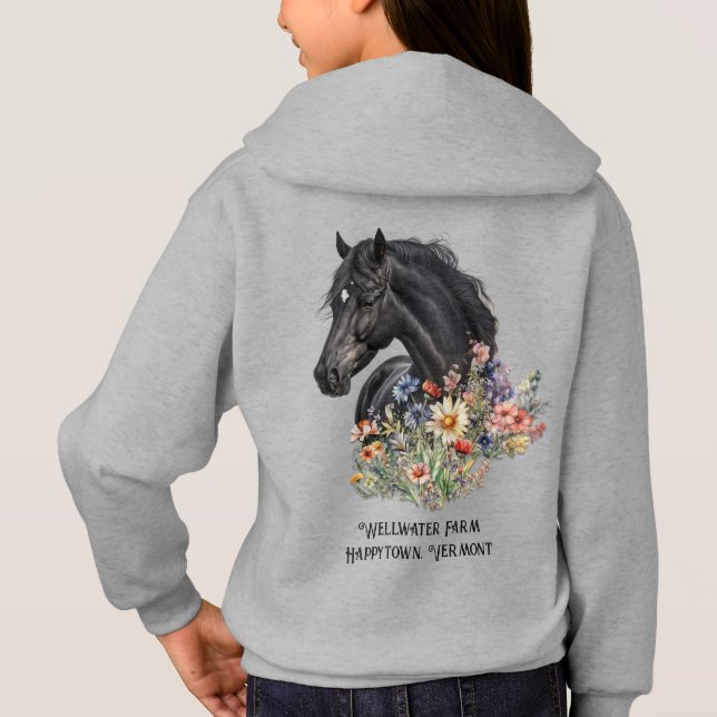 Diseño del nombre de la granja de caballos negra e (Reverso)