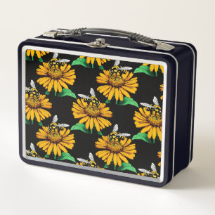 Diseño del patrón de flor de girasol en negro