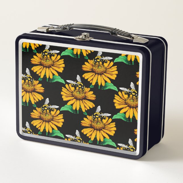 Diseño del patrón de flor de girasol en negro (Anverso)