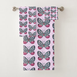 Diseño del patrón de mariposa de vidrio rosado de 