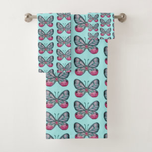 Diseño del patrón de mariposa de vidrio Verde azul