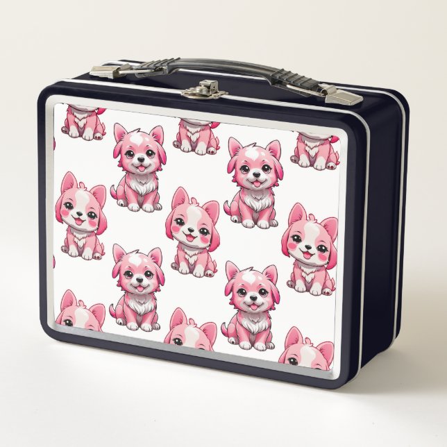 Diseño del patrón de perro de cachorro rosa - blan (Anverso)