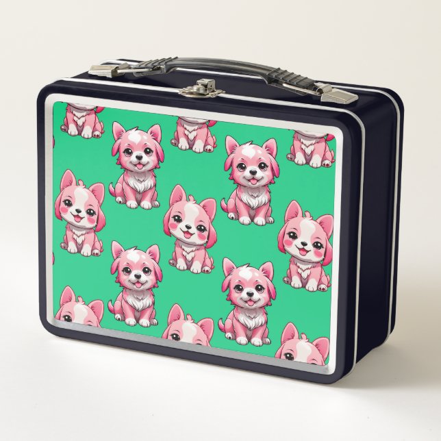 Diseño del patrón de perro de cachorro rosa - verd (Anverso)