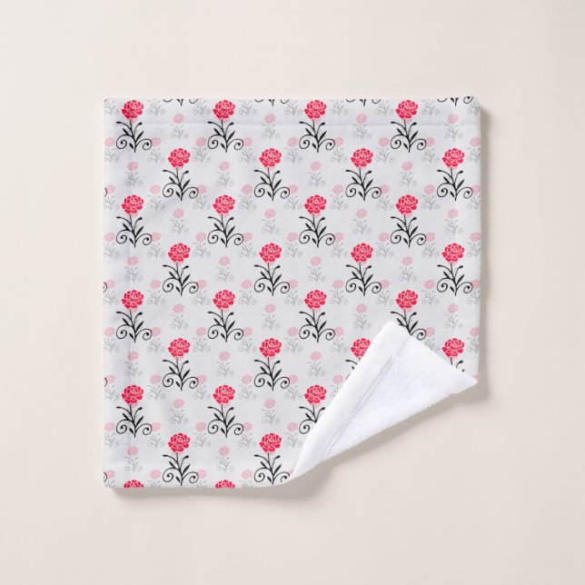 Diseño del patrón de trazos de flores rojas (Toallita)