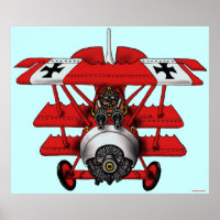 Diseño del poster de arte del avión del barón rojo