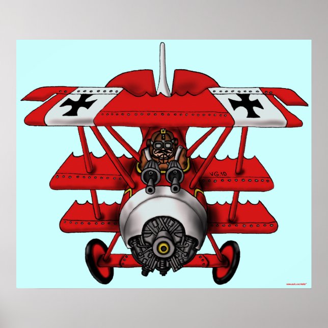 Diseño del poster de arte del avión del barón rojo (Frente)