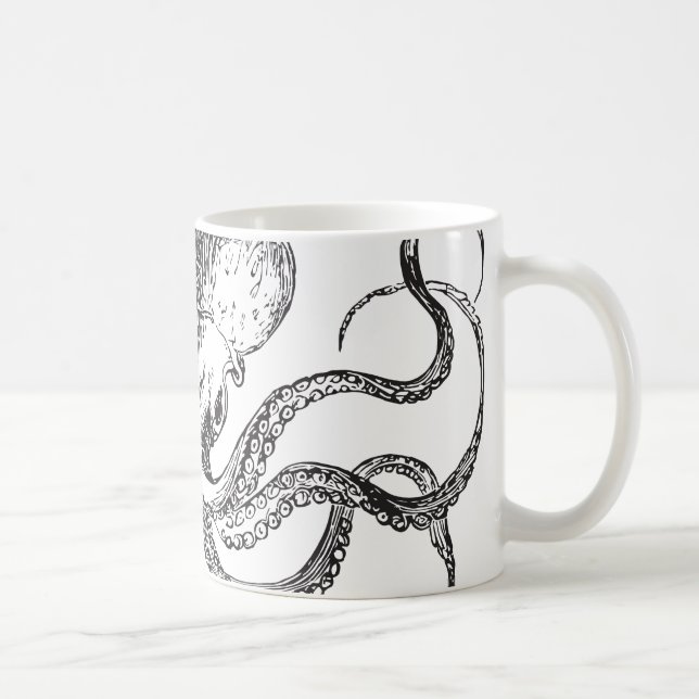 Diseño del pulpo - taza blanca clásica de 11 onzas (Derecha)