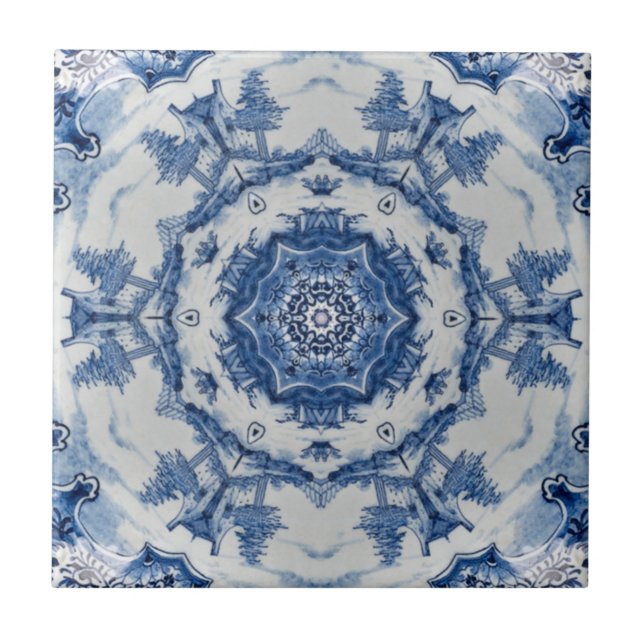 Diseño Delft Blue 02 1764 Baldosa de Respaldo ~ (Frente)