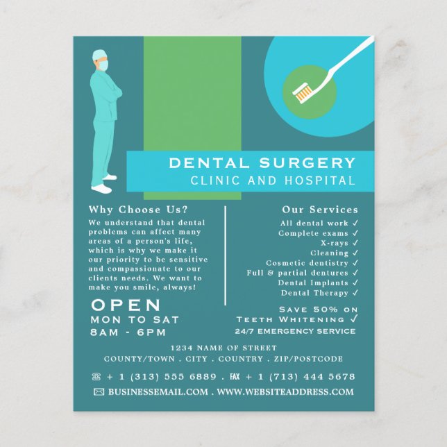 Diseño dentista moderno, odontología, publicidad d (Frente)