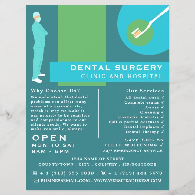 Diseño dentista moderno, odontología, publicidad d (Frente)