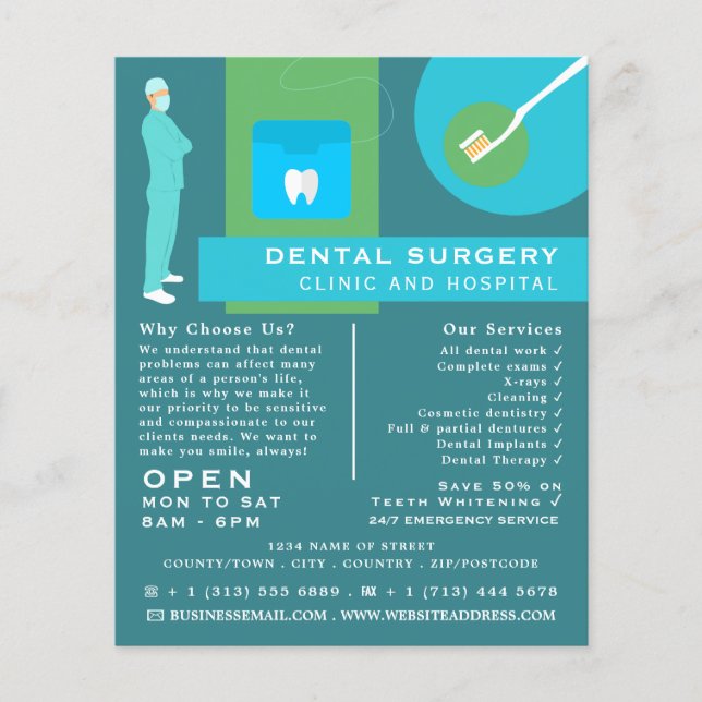 Diseño dentista moderno, odontología, publicidad d (Frente)