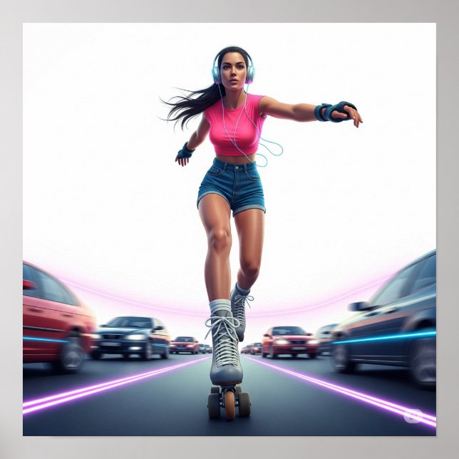 Diseño dinámico de arte urbano de Rollergirl (Frente)