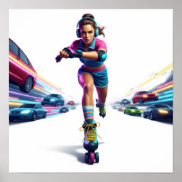 Diseño dinámico de arte urbano de Rollergirl