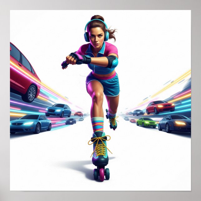 Diseño dinámico de arte urbano de Rollergirl (Frente)