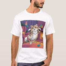 Diseño Divertido de Gato Camiseta de Hombre | Lind