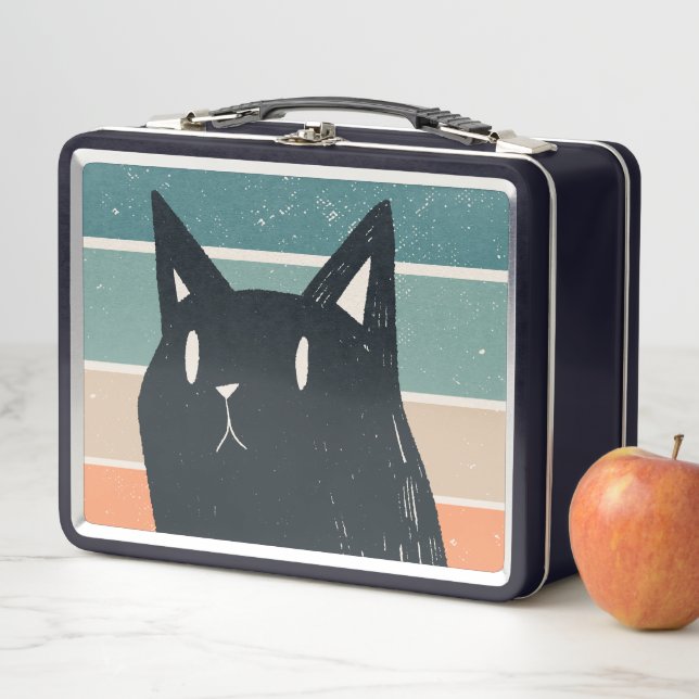 Diseño divertido de gato negro al estilo retro (In situ)