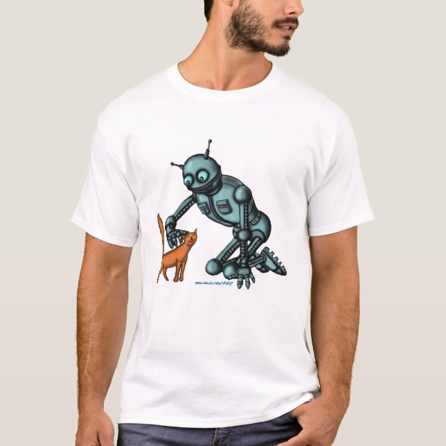 Diseño divertido de la camiseta del robot y del (Anverso)