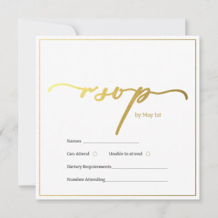Diseño dorado y negro tarjeta RSVP