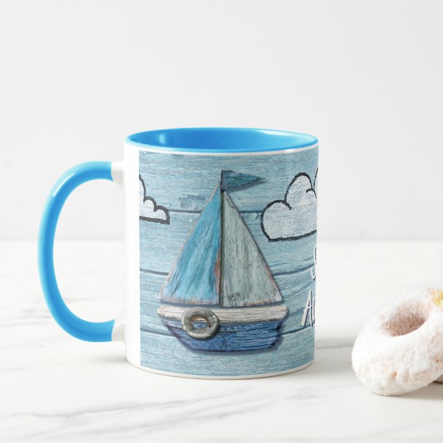 Diseño Driftwood Beach Yacht 2 tonalidades tazas d (Con donut)
